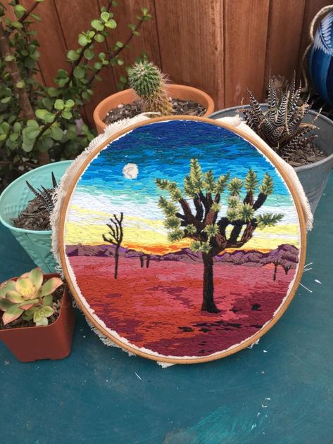 Joshua Tree Embroidery, Tree Embroidery, Embroidery Crafts, Embroidery Craft, Joshua Tree, Jean Jacket, A Photo, Embroidery