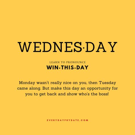 Monday wasn't really nice on you, then Tuesday came along. But make this day an opportunity for you to get back and show who's the boss! Funny Wednesday Quotes, Wednesday Inspiration, Week Motivation, Shine Quotes, Wednesday Blessings, Who's The Boss, Monday Motivation Quotes, Happy Wednesday Quotes, Wednesday Quotes