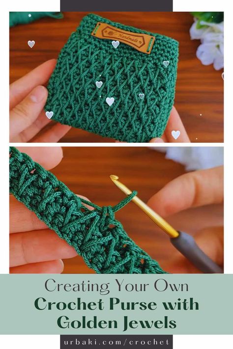 Creating Your Own Crochet Purse with Golden Jewels Crochet Written Patterns, Crochet Coin Purse Pattern, Coin Purse Pattern, Crochet Coin Purse, Free Crochet Bag, Purse Pattern, Mini Crochet, Your Crochet, Crochet Purse