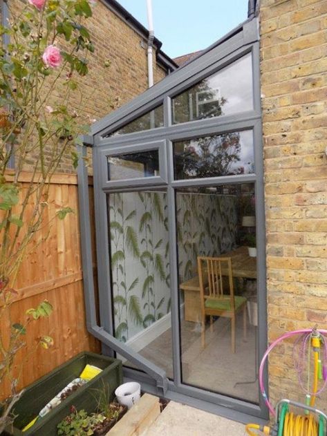 Exterior of grey upvc conservatory Victorian Extension, Lean To Conservatory, Conservatory Extension, Curved Pergola, Side Return Extension, Lean To Roof, Garden Room Extensions, Side Extension, Side Return