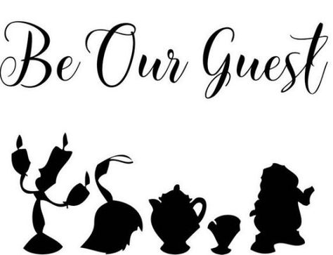 Disney Beauty & The Beast Be Our Be Our Guest Disney, Disney Kitchen Decor, Be Our Guest Sign, Disney Wall Decals, Disney Silhouette, Tema Disney, Disney Silhouettes, Disney Rooms, Custom Vinyl Stickers