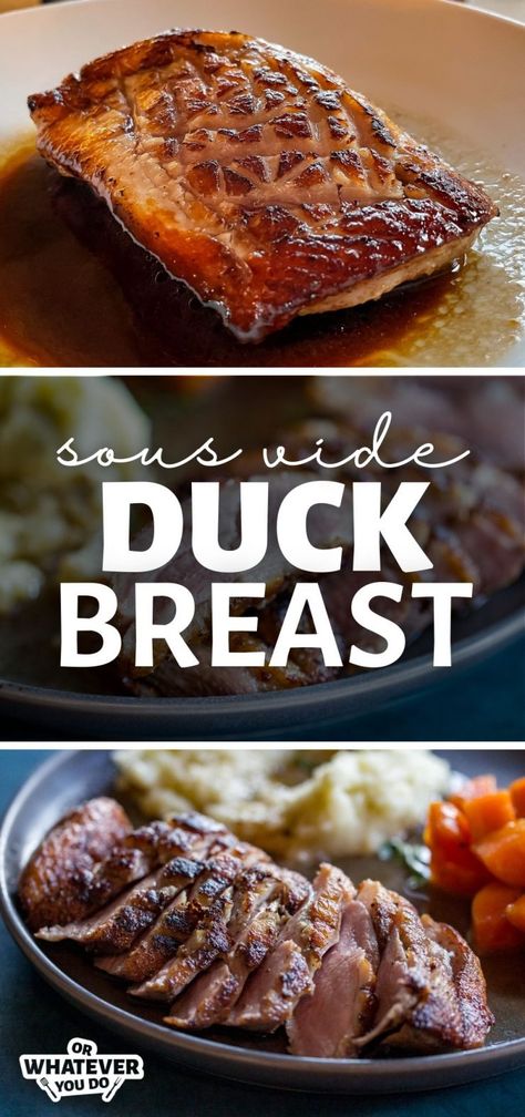 Sous Vide Duck, Duck Breast Recipe, Seared Duck, Crispy Duck, Golden Skin, Pan Sauce, Duck Breast, Sous Vide Recipes, With Mashed Potatoes