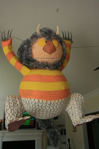 feel like this might take some time... but could actually be really cool and cheap  Awesome pinata #where the wild things are #olive #party ideas Pinata Ideas, Makers Space, Story Sacks, Wild Things Party, Wild Birthday Party, Piñata Ideas, Creative Party Ideas, Maurice Sendak, Wild One Birthday Party