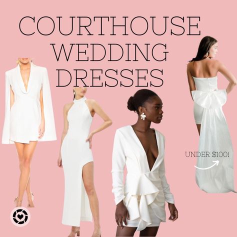 As more people are opting for small and intimate weddings and getting married at city hall, your dress doesnt have to be boring! There are some great long and mini white dresses with various necklines to make your big day even more special. Follow me on the LTK it app for more wedding outfits! Courthouse Wedding Dress Civil Ceremony Winter, City Hall Wedding Dress Civil Ceremony, City Hall Wedding Outfit, Wedding Dress Civil Ceremony, Wedding Dresses Beautiful, City Hall Wedding Dress, Wedding Dresses Under 100, Courthouse Wedding Dress, Petite Wedding Dress