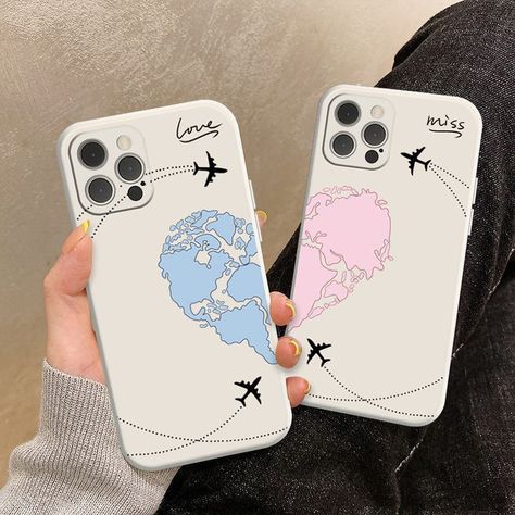 Couple Mobile Cover Design, Couple Mobile Covers, Matching Iphone Case, Case Iphone Couple, Bff Phone Cases, 7plus Iphone, Friends Phone Case, Phone Case Diy Paint, Diy Phone Case Design