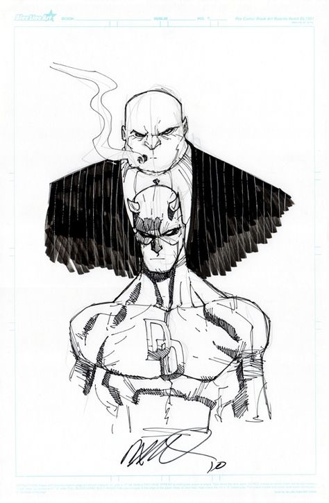 Daredevil Drawing Sketches, Humberto Ramos Sketch, King Pin Marvel, Marvel Comic Art Style, Kingpin Art, Comics Art Style, Pin Sketch, Humberto Ramos Art, Daredevil Sketch