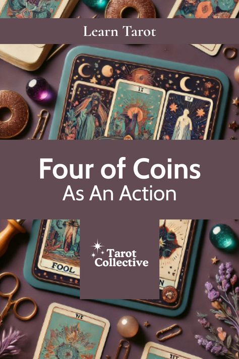 Unveil the secrets of the Four of Coins as an action card in your tarot readings. Learn how this card embodies themes of control, stability, and the delicate balance between security and generosity in decision-making and actions. Ideal for tarot enthusiasts seeking deeper insights into practical applications and manifestations of this card's energy. Fool Card, The Fool Tarot Card, Eight Of Wands, Hanged Man Tarot, Knight Of Wands, King Of Wands, Empress Tarot Card, Learn Tarot, Knight Of Cups