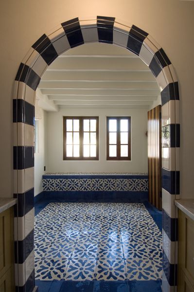 Cement Tile Kitchen Floor, Tile Archway, Remodel Hallway, Tiled Archway, Tiled Arch, Cement Tiles Kitchen, Mission Tile, Cement Tile Shop, Arch Doorway