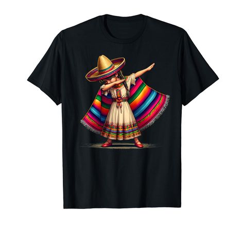 Poncho Costume, Mexican Girl, Girl T Shirt, Girls Tshirts, Branded T Shirts, Boho Fashion, Print Patterns, Dancing, Party Ideas