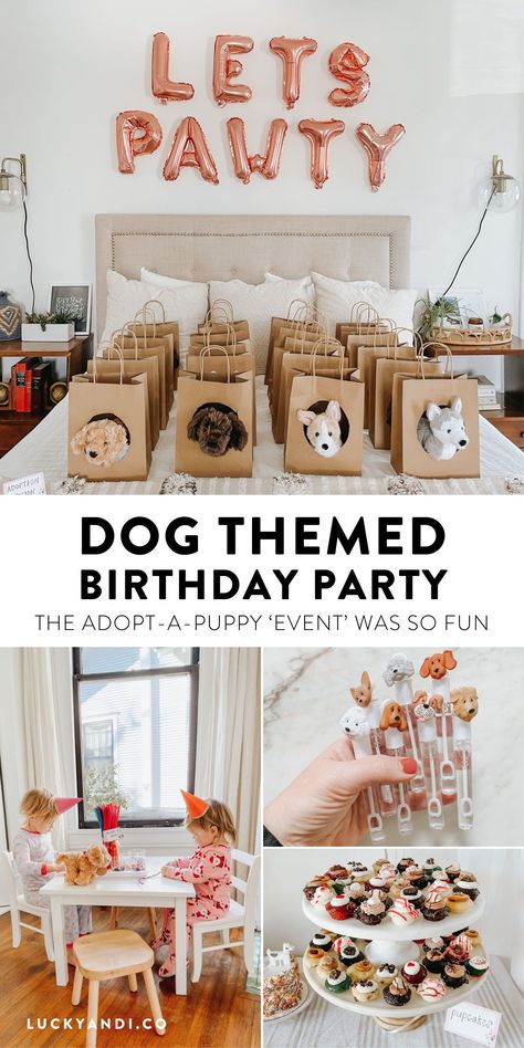 Adopt A Animal Party Favor, Puppy Party For Two Year Old, Princess Puppy Party, Animal Rescue Birthday Party Ideas, Dog Theme Party Favors, Two Let The Dogs Out Party Food, Puppies And Kitties Birthday Party, Birthday Party Themes For Dogs, 3rd Birthday Puppy Theme