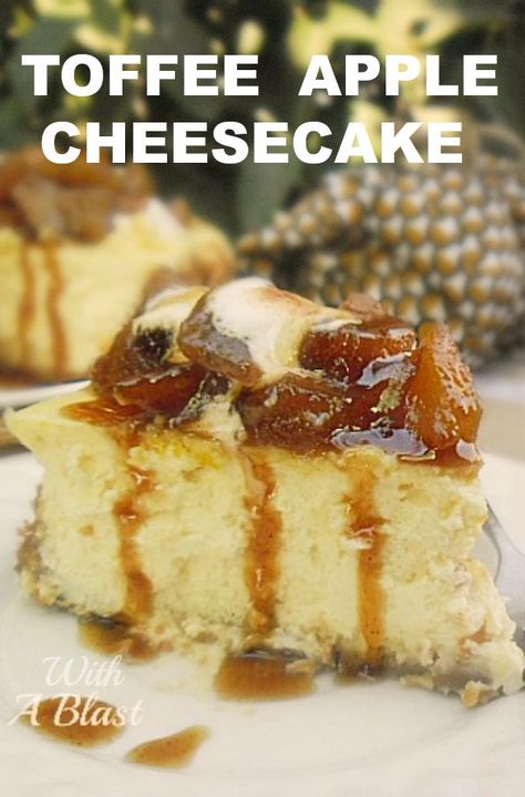 This Toffee Apple Cheesecake is so simple to make - an old-fashioned, basic baked cheesecake with the most decadent sweet and sticky Apple topping #AppleCheesecake #ToffeeApple #AppleDessert #FallCheesecake #ToffeeAppleTopping Brown Sugar Cinnamon Syrup, Baked Apple Cheesecake, Apple Topping, Baked Cheesecake, Cinnamon Syrup, Apple Cheesecake, Toffee Apple, Sticky Toffee, Baked Apple