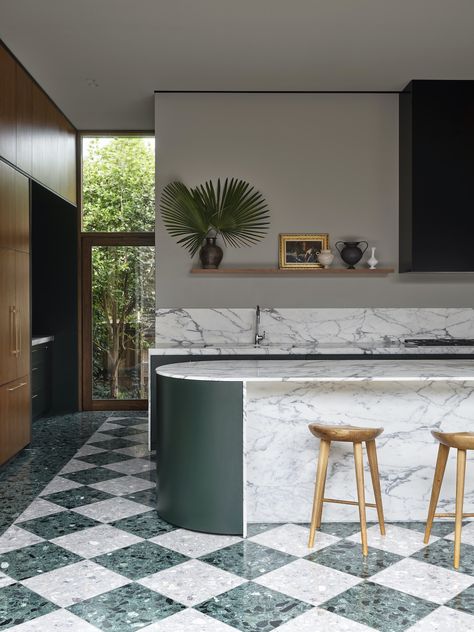 Checkered Flooring, 1940s Home, Australian Interior Design, Interior Design Awards, The Local Project, Terrazzo Flooring, Kitchen Trends, Green Kitchen, The Design Files