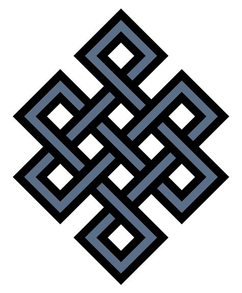 Buddhist Symbol of the Eternal Knot.  The intertwining of lines in the eternal knot is said to symbolize how everything is connected. It can also represent how religion and secular affairs, as well as compassion and wisdom are united and connected to each other. Karma Symbol, Knot Tattoo, Buddhist Symbols, Symbols And Meanings, Celtic Knots, Digital Borders Design, Celtic Symbols, Black And White Pattern, Ancient Symbols