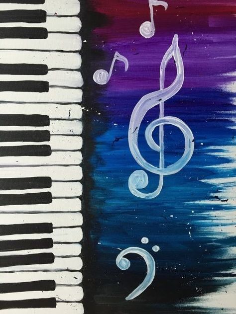 Pop Art Projects, Music Painting Canvas, Music Pop Art, Piano Art, Music Drawings, Music Painting, Painting Canvases, Crayon Art Melted, Easy Canvas Painting