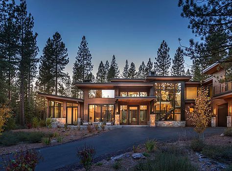 Mountain Contemporary Home, Contemporary Mountain Home, Martis Camp, Modern Mountain Home, Contemporary Style Homes, Mountain Modern, Modern Mountain, Mountain Homes, Mountain Home