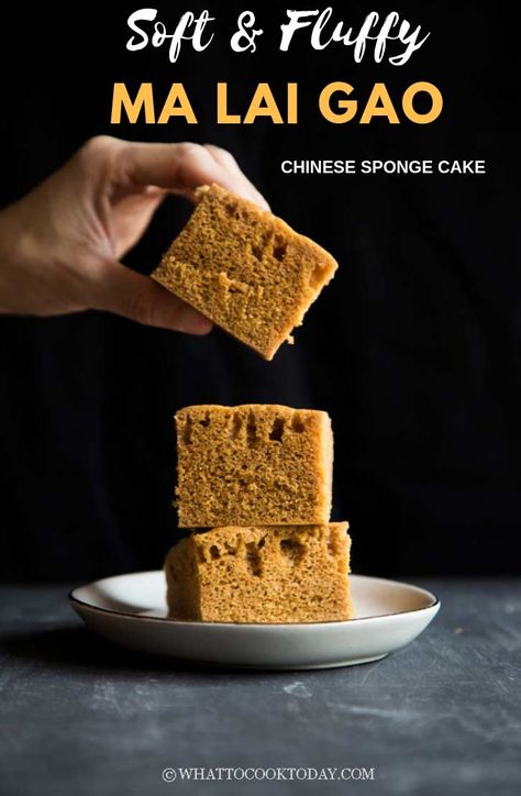 Easy Soft Fluffy Ma Lai Gao (Chinese Steamed Sponge Cake) Chinese Steamed Cake, Ma Lai Gao, Ma Lai Go Recipe, Chinese Steam Cake Recipe, Steamed Sponge Cake Recipe, Chinese Sponge Cake Recipe, Steamed Cake Recipe, Chinese Sponge Cake, Asian Baking