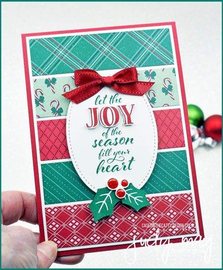 Stampin' Up! 'Tis The Season DSP & Wrapped In Christmas -  Judy May, Just Judy Designs, Melbourne Christmas Stampin Up Cards, Lawn Fawn Birthday, Christmas Simple, Stamped Christmas Cards, Black Owl, Mini Cat, Easy Cards, Night Christmas, Paper Smooches