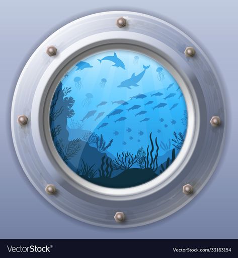 Hublot Bateau, Submarine Window, Underwater Boat, Under The Sea Background, Underwater Background, Fish Background, Ocean Drawing, Boat Illustration, Window Illustration