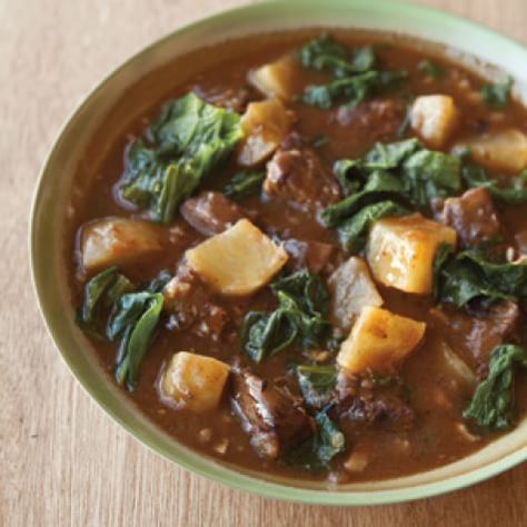 Beef Stew with Turnips and Greens | Williams Sonoma Beef Stew With Turnips, Turnip Soup, Hearty Recipes, Dandelion Greens, Radish Greens, Gf Flour, Turnip Greens, Beet Greens, Chuck Roast