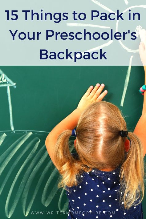 child drawing on a chalkboard with a text overlay that reads: 15 things to pack in your preschooler's backpack Preschool Needs List, Starting Preschool First Day, First Day Of Preschool Outfit, Preschool Backpack Checklist, Preparing For Preschool, Back To School Checklist Kindergarten, Preschool Supply List Back To School, Preschool Checklist Back To School, School Supply List For Prek