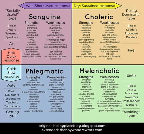 Four Tempraments 4 Personality Types, Temperament Types, Four Temperaments, Personality Type Quiz, Personality Chart, Personality Psychology, Character Personality, Writing Characters, Enneagram Types