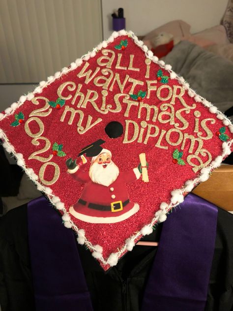 All I want for Christmas Grad Cap Christmas Graduation Cap, Nurse Graduation Cap, College Grad Cap Ideas, Xmas Theme, Grad Caps, Graduation Cap Designs, College Stuff, Cap Ideas, Cap Designs