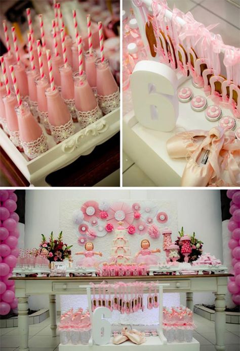 Pink Ballerina Party via Kara's Party Ideas Ballerina Party Theme, Fiesta Shower, Ballet Birthday Party, Ballet Birthday, Ballet Party, Ballerina Birthday Parties, Girly Party, Ballerina Party, Ballerina Birthday