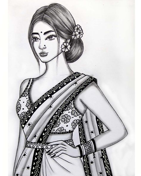 Amazing Drawing Technique of how to draw a Traditional Girl with Saree | girl drawing,#girlDrawing #drawing #pencilsketch Women In Saree Pencil Sketch, Saree Pencil Sketch, Traditional Girl Drawing, Girly Sketches, Saree Sketch, Bridal Sketches, Women Outline, Pencil Sketches Of Faces, Kdrama Fan Art Wallpaper