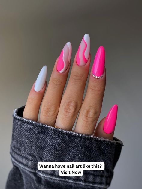 Cute Almond Nails, Neon Acrylic Nails, Happy Nails, Glow Nails, Fall Acrylic Nails, Nail Art Ombre, Short Acrylic Nails Designs, I Love Nails, Sparkly Nails