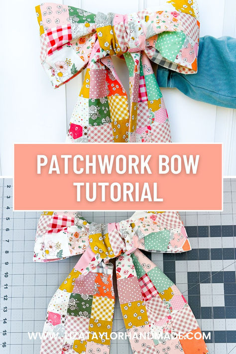 This easy-to-sew Patchwork Bow is now on my blog! Bow Quilt Pattern, Bow Quilt, Large Fabric Bow, Fabric Bow Tutorial, Sew Patchwork, Sewing Machine Projects, Sewing Things, Summer Sewing, Bow Tutorial