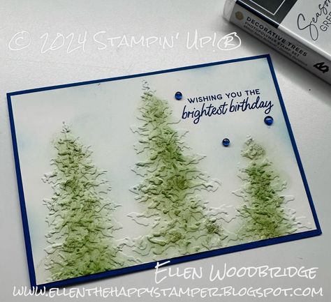 Stampin' UP! Stampin Up Painted Trees 3d Embossing Folder, Daisies Birthday, Daisy Birthday Card, Painted Trees, Cheerful Daisies, Stamped Christmas Cards, Iridescent Foil, Tree Stamp, Holiday Paper