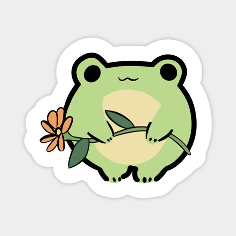 cute frog sticker -- Choose from our vast selection of magnets to match with your desired size to make the perfect custom magnet. Pick your favorite: Movies, TV Shows, Art, and so much more! Available in two sizes. Perfect to decorate your fridge, locker, or any magnetic surface with. Sticker Ideas Aesthetic, Cute Sticker Designs, Stickers Frog, Felt Frog, Cute Little Stickers, Simple Stickers, Fantasy Stickers, Cute Cutouts, Frog Svg