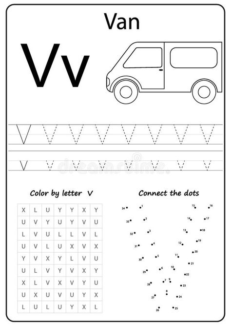 Writing letter V. Worksheet. Writing A-Z, alphabet, exercises game for kids. royalty free illustration V Worksheet, Letter Writing For Kids, Letters Illustration, Letter V Worksheets, Letter B Worksheets, Kids Handwriting Practice, Letter Worksheets For Preschool, Alphabet Worksheets Kindergarten, Letter Tracing Worksheets