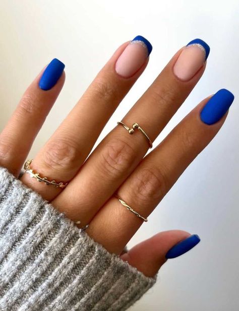 Royal Blue Prom Nails, Royal Blue Nails Designs, Dance Nails, Blue Prom Nails, Blue And White Nails, Royal Blue Nails, Blue Gel Nails, Baby Blue Nails, Elegant Nail Designs