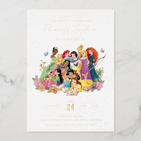 Disney Princess Invitations, Collage Invitation, Princess Birthday Party Invitations, Unicorn Party Invites, Unicorn Birthday Invitation, Birthday Party Snacks, Princess Invitations, Disney Princess Birthday, Unicorn Birthday Invitations