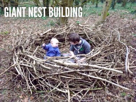 Build a giant nest using sticks.. Giant Nest, Natural Outdoor Playground, Natural Playground Ideas, Natural Play Spaces, Kids Yard, Outdoor Play Space, Outdoor Learning Spaces, Outdoor Play Spaces, Nest Building