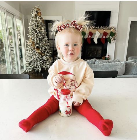 Red Stockings Outfit, Stocking Outfit, Toddler Girl Christmas Outfits, Winter Christmas Outfits, First Christmas Outfit, Baby Stocking, Stockings Outfit, Christmas Day Outfit