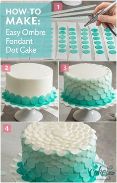 Coral Cake, Dot Cakes, Dot Cake, Mermaid Party Ideas, Ombre Cake, Mermaid Cakes, Cake Decorating Tutorials, Cake Tutorial, Fancy Cakes