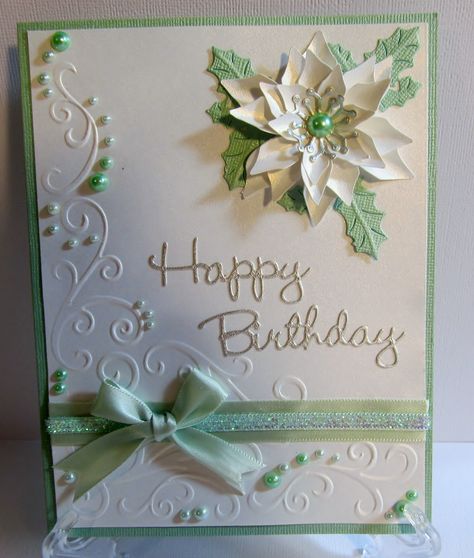 Christmasy Birthday card. January Birthday Cards Ideas, Winter Birthday Cards For Women, Cricut Birthday Cards, Custom Dvd, Cricut Birthday, Anna Griffin Cards, Birthday Cards For Women, Birthday Cards Diy, Butterfly Cards