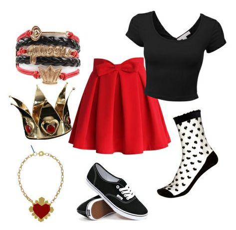 The Queen Of Hearts Outfit, Queen Of Hearts Outfit Ideas Modern, Queen Of Hearts Disneybound, Queen Of Hearts Daughter, Love In Italian, Disneyworld Outfits, Queen Of Hearts Halloween Costume, Disneybound Ideas, Alice In Wonderland Outfit