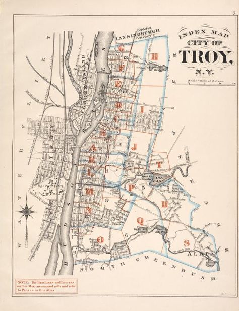 Index Map City of Troy, N.Y. From New York Public Library Digital Collections. City Of Troy, Troy New York, New York Central Railroad, Troy Ny, New York Central, Upstate Ny, Old Maps, New York Public Library, City Maps