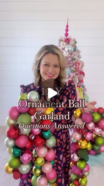 Elizabeth Prichard-Jones 💛 DIY & Craft Blogger on Instagram: "Do you have extra ornaments? Turn them into a garland!  I created this project on a whim for my mantel last year in the #countrypeonystudio and it brought me so much joy!!! I am in love with the colors, the shine, and how simple it was to create!  Questions answered:  Did you use glass or plastic ornaments? Definitely plastic. The ornaments may fall off over time and plastic is the safest bet!  How do you keep them tight together? When I go to hang mine they spread apart? I don’t leave any gap. I tie it from the first babe to the last. If there is any room in the wire the ornament balls will separate.   What kind of wire? I used a 20 gauge craft wire. It is my favorite craft wire to keep around as it strong but bends really wel Christmas Balls Garland Diy, Christmas Balls Garland, Diy Ornament Garland Christmas Balls, Christmas Ball Garland Diy, Ornament Garland On Tree, Ornament Garland Diy, Garland On Mantle, Pink Reindeer, Christmas Bead Garland