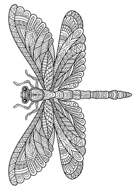 Dragonfly Drawing, Mindfulness Coloring, Mindfulness Colouring, Floral Doodle, Blackwork Embroidery, Adult Colouring Pages, Free Adult Coloring Pages, Zentangle Drawings, Mandala Coloring Pages