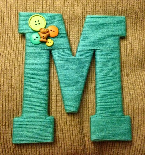 💜 Decorating Letters, Yarn Wrapped Letters, Yarn Letters, Brown Yarn, Mustard Green, Letter Decor, Ombre Yarn, Scrap Yarn, Diy Yarn Crafts