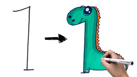 Learn how to turn boring number into a cute Dinosaurs step by step. Just some minutes, you can easy draw cute Dinosaurs from number 1 with the short video tutorial above. Do not forget like, share and subscribe for more videos and updates. Thanks for watching! #HowtodrawaDinosaurs #DrawingWithNumbers #CuteDoodle Drawing With Numbers, How To Drow, Easy Draw, Cute Dinosaurs, Number Drawing, Dinosaur Drawing, Dinosaur Pictures, Draw Cute, Cute Doodle