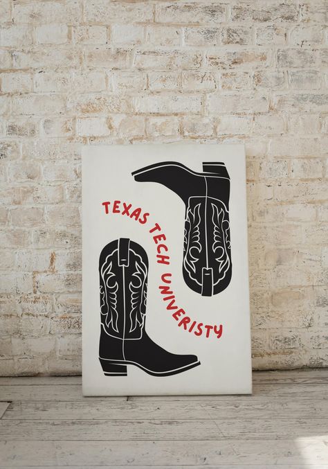 Texas Tech Boots, Dorm Room Decor, Wall Art, Digital Download, Wreck 'EM, Trendy Art Murdough Dorm Texas Tech, Texas Tech Painting, Texas Tech Dorm Room, Dorm Room Decor Wall, Boots Art, Tech Room, Printing Store, Texas Art, Room Decor Wall Art