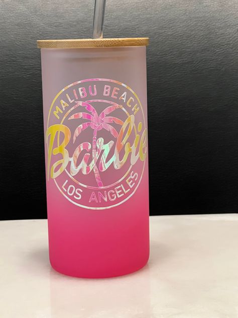 Love how this cup turned out! So excited for the Barbie movie! Barbie Cups, Cup Business, New Barbie Dolls, Halloween Jars, The Barbie Movie, Barbie Birthday Party, Beer Cup, Barbie Movie, Cute Pastel Wallpaper