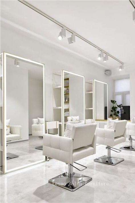 Hair Salon Furniture, Salon Lighting, Salon Design Ideas, Home Hair Salons, Beauty Room Salon, Salon Mirrors, Hair Salon Design, Spa Interior Design, Salon Suites Decor