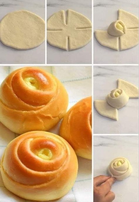 Custard Rolls, Buns Recipe Easy, Custard Buns, Resepi Roti, Sweet Roll Recipe, Fest Mad, Bread Shaping, Easy Bun, Easy Food Art