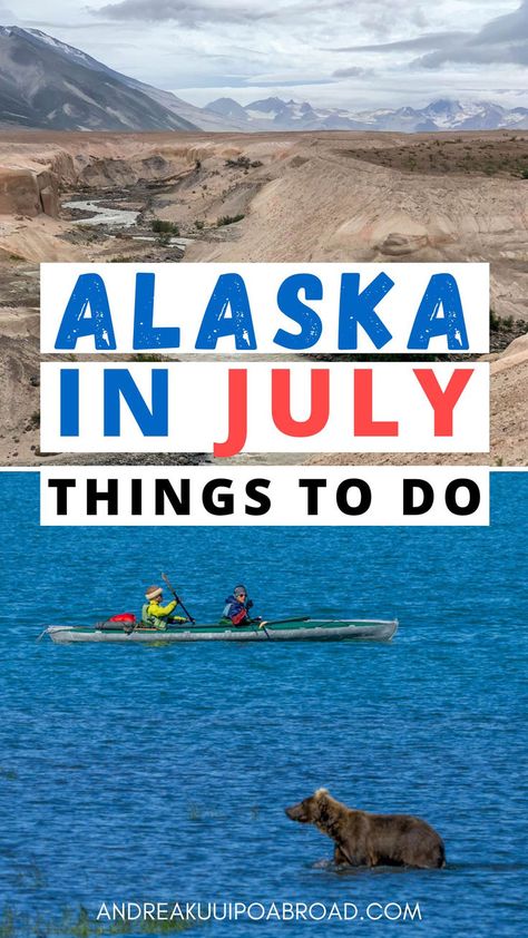 Here are some fun things to do in Alaska in July.

Visit Alaska National Parks
Alaska has eight national parks and summer is the prime time to visit all of them. Denali National Park is the most popular national park to visit. If you want to see brown bears then plan a trip to Katmai National Park.

July is a one of the best months to see whales in Alaska. July is a popular time for fishing in Alaska because of the salmon runs. Drive the Seward Highway. Book an Alaska Cruise Things To Do In Alaska In Summer, Seward Alaska Things To Do In, Alaska In The Summer, Alaska In July, Alaska Family Vacation, Travel To Alaska, Summer In Alaska, Glacier Bay National Park Alaska, Fishing In Alaska